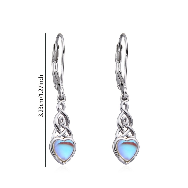 2pcs Women's Heart-Shaped Moonstone Earrings, S925 Silver